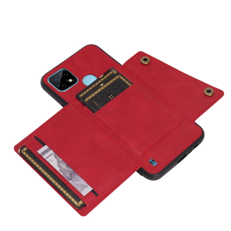 For OPPO Realme C21Y Double Buckle PU + TPU Shockproof Magnetic Case with Card Slots & Holder