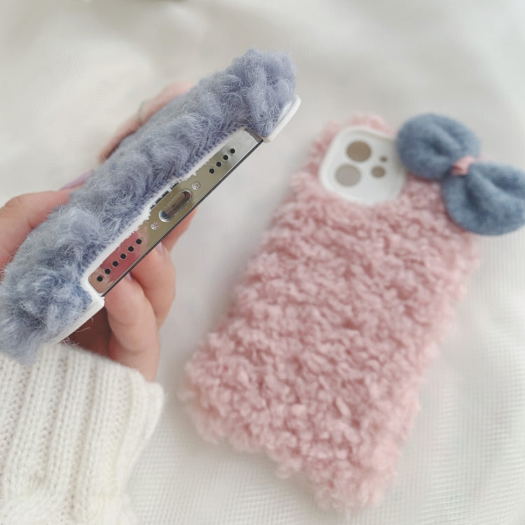 For iPhone 12 Bowknot Plush Soft Protective Case