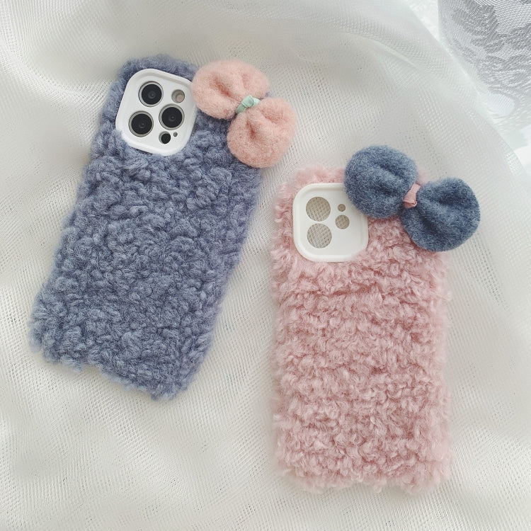 For iPhone 12 Bowknot Plush Soft Protective Case