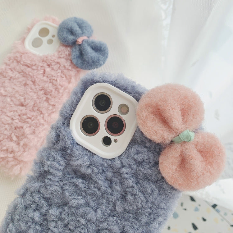 For iPhone 12 Pro Max Bowknot Plush Soft Protective Case