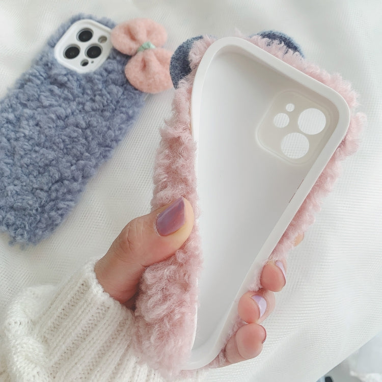 For iPhone 11 Pro Max Bowknot Plush Soft Protective Case