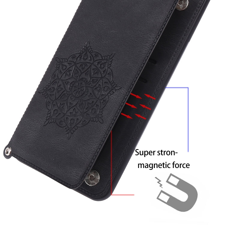 For Huawei P50 Mandala Embossed PU + TPU Magnetic Case with Card Slots & Holder & Lanyard