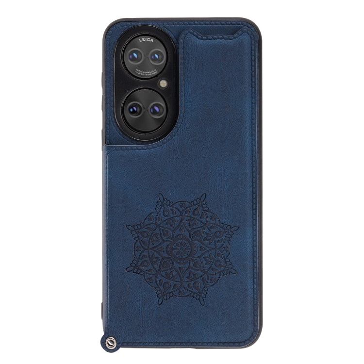 For Huawei P50 Mandala Embossed PU + TPU Magnetic Case with Card Slots & Holder & Lanyard