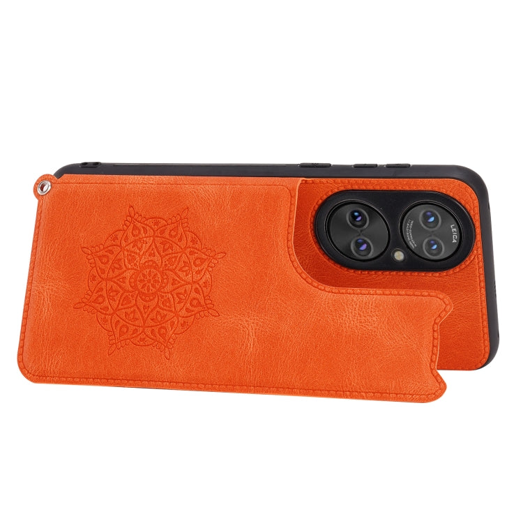 For Huawei P50 Mandala Embossed PU + TPU Magnetic Case with Card Slots & Holder & Lanyard