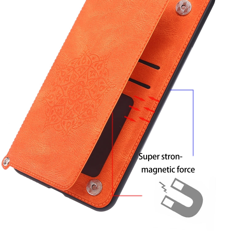 For Huawei P50 Mandala Embossed PU + TPU Magnetic Case with Card Slots & Holder & Lanyard