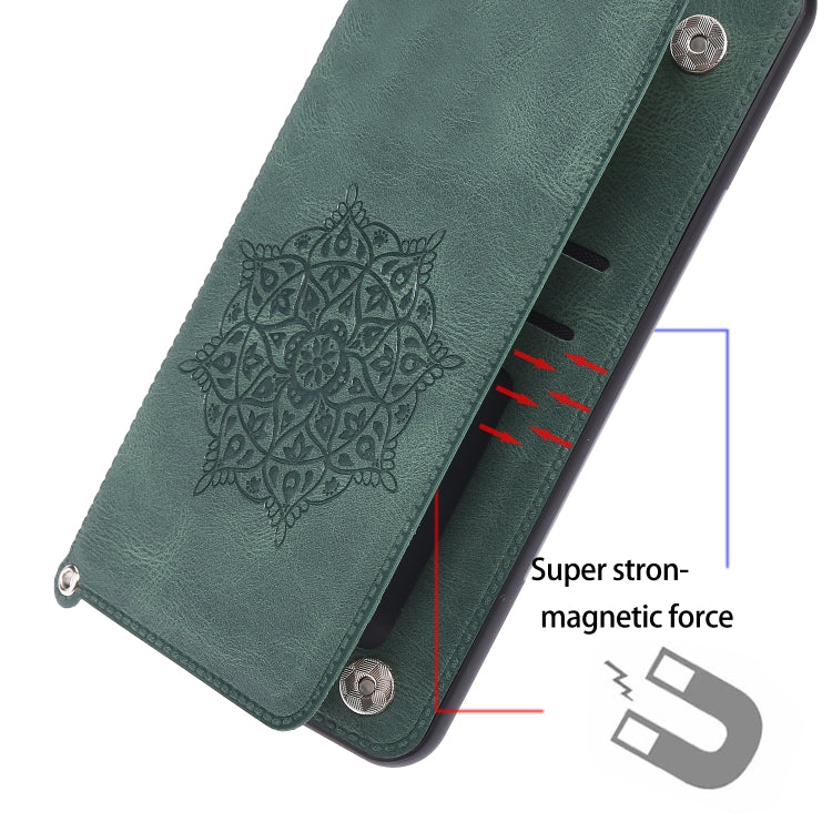 For Huawei P50 Mandala Embossed PU + TPU Magnetic Case with Card Slots & Holder & Lanyard