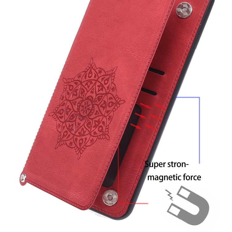 For Huawei P50 Mandala Embossed PU + TPU Magnetic Case with Card Slots & Holder & Lanyard