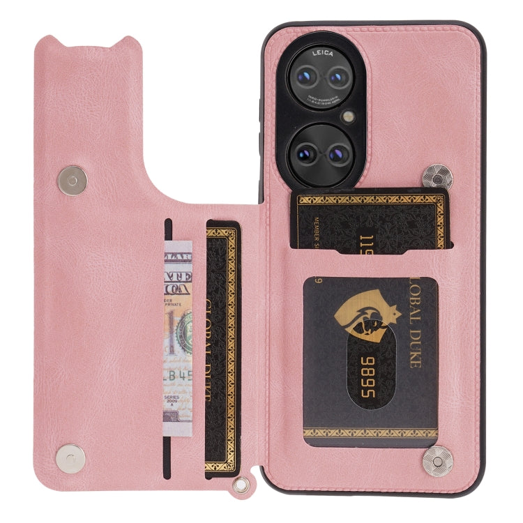 For Huawei P50 Mandala Embossed PU + TPU Magnetic Case with Card Slots & Holder & Lanyard