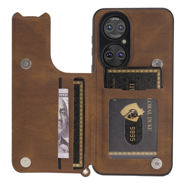 For Huawei P50 Mandala Embossed PU + TPU Magnetic Case with Card Slots & Holder & Lanyard