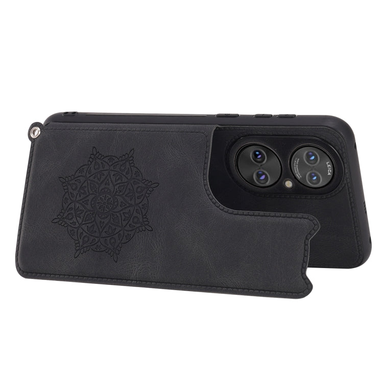 For Huawei P50 Pro Mandala Embossed PU + TPU Magnetic Case with Card Slots & Holder & Lanyard