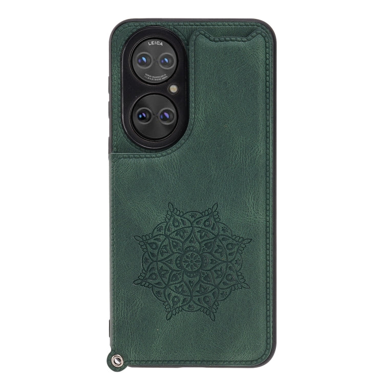 For Huawei P50 Pro Mandala Embossed PU + TPU Magnetic Case with Card Slots & Holder & Lanyard