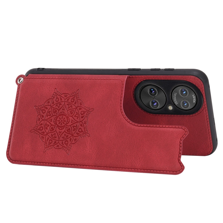 For Huawei P50 Pro Mandala Embossed PU + TPU Magnetic Case with Card Slots & Holder & Lanyard