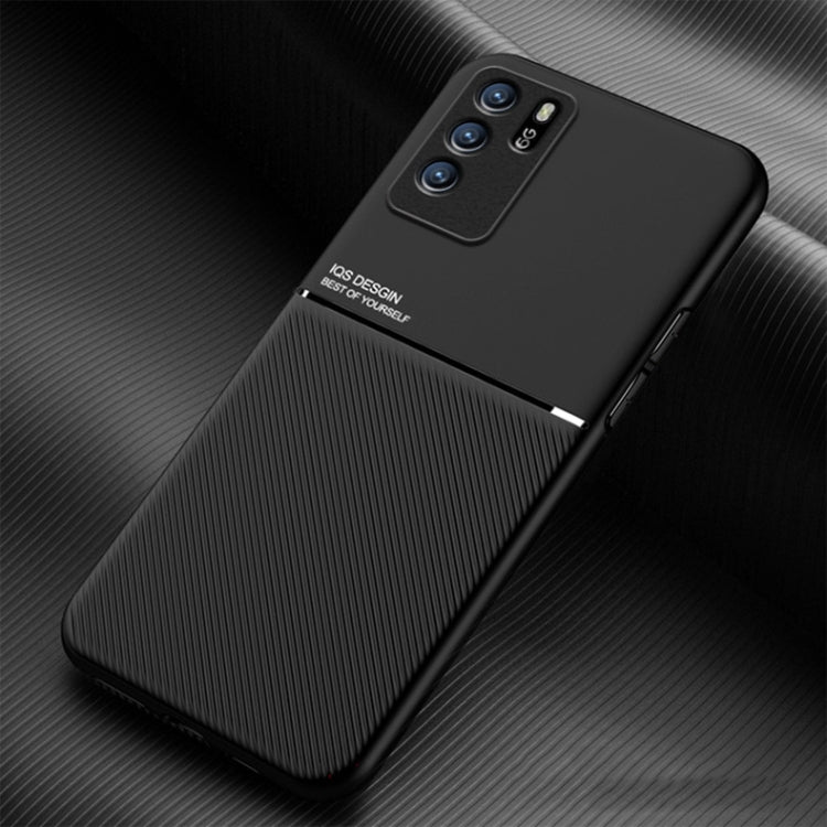 For OPPO Reno6 Z Classic Tilt Strip Grain Magnetic Shockproof PC + TPU Case