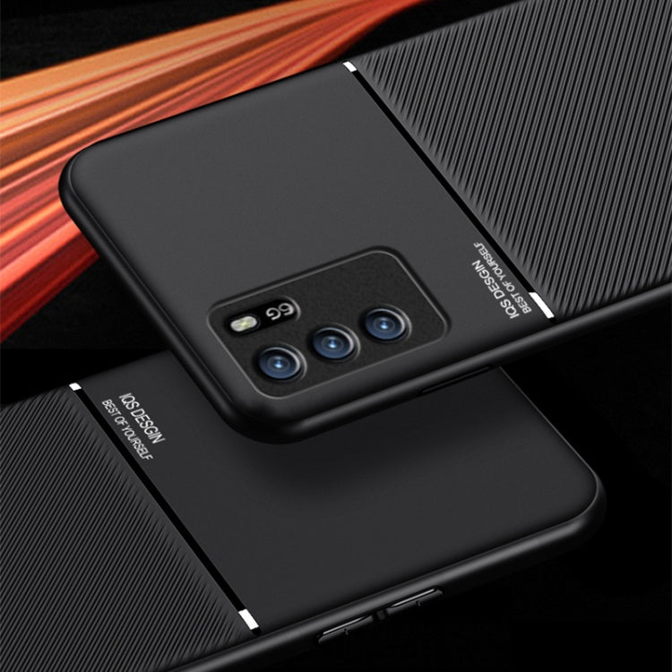 For OPPO Reno6 Z Classic Tilt Strip Grain Magnetic Shockproof PC + TPU Case