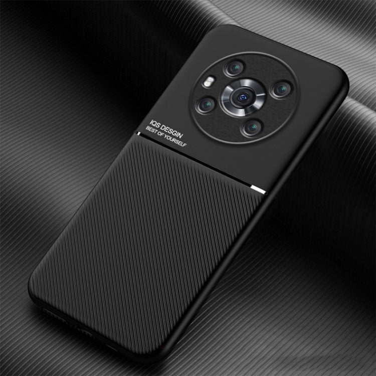 For Honor Magic 3 Classic Tilt Strip Grain Magnetic Shockproof PC + TPU Case