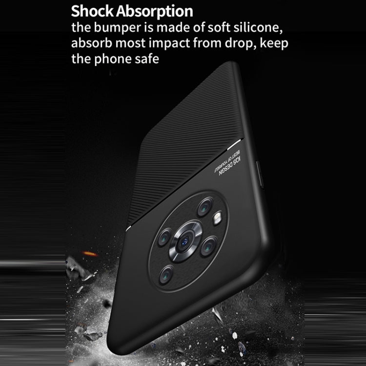 For Honor Magic 3 Classic Tilt Strip Grain Magnetic Shockproof PC + TPU Case