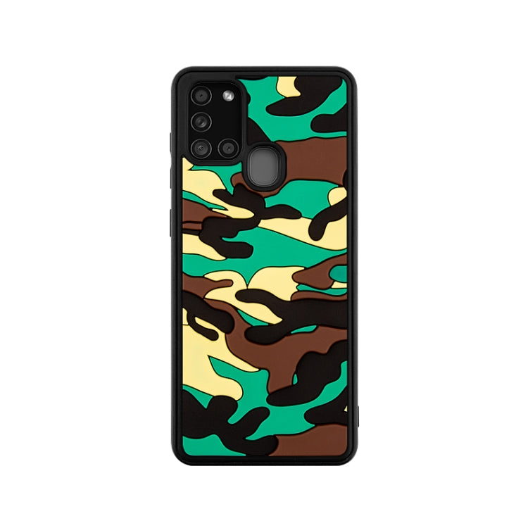 For Samsung Galaxy A21s Camouflage Clouds Embossed Skin Feel Silicone Shockproof Case