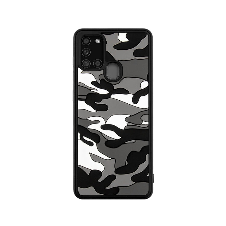 For Samsung Galaxy A21s Camouflage Clouds Embossed Skin Feel Silicone Shockproof Case