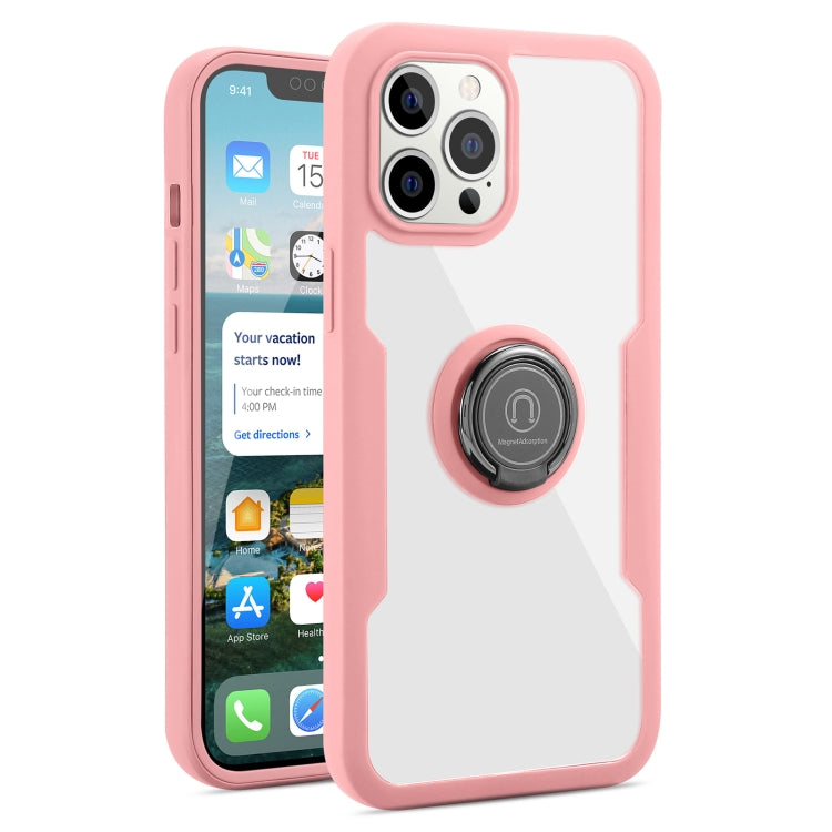 For iPhone 13 Pro 360 All-inclusive Dual-sided Magnetic Case with Ring Holder