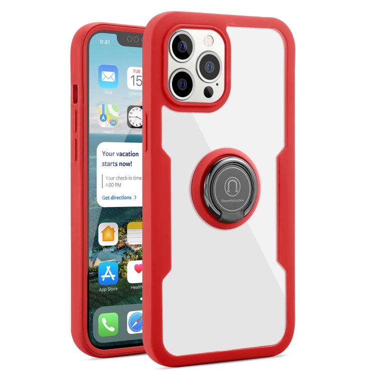For iPhone 13 Pro 360 All-inclusive Dual-sided Magnetic Case with Ring Holder