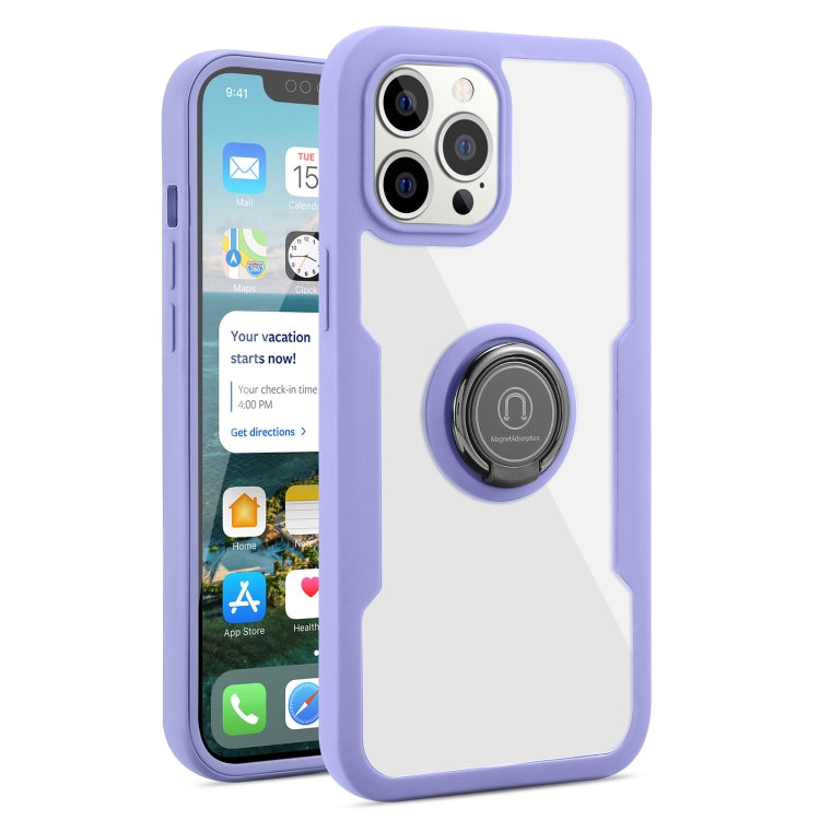 For iPhone 12 / 12 Pro 360 All-inclusive Dual-sided Magnetic Case with Ring Holder