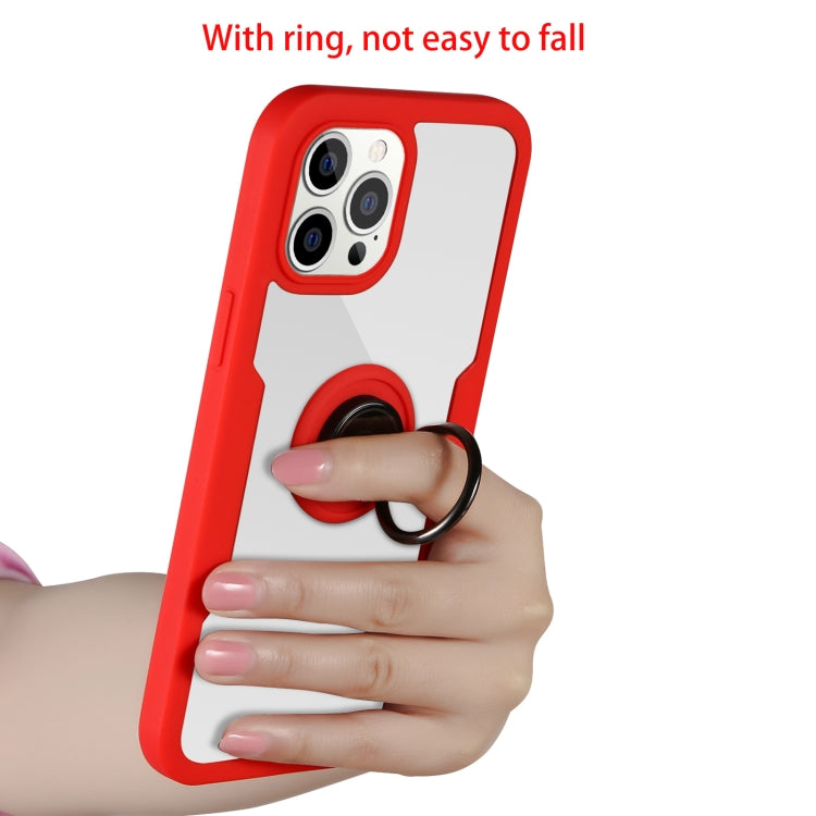 For iPhone 12 / 12 Pro 360 All-inclusive Dual-sided Magnetic Case with Ring Holder