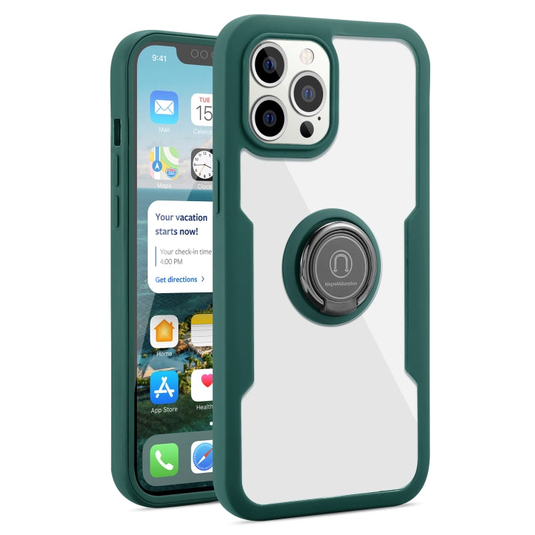 For iPhone 12 Pro Max 360 All-inclusive Dual-sided Magnetic Case with Ring Holder