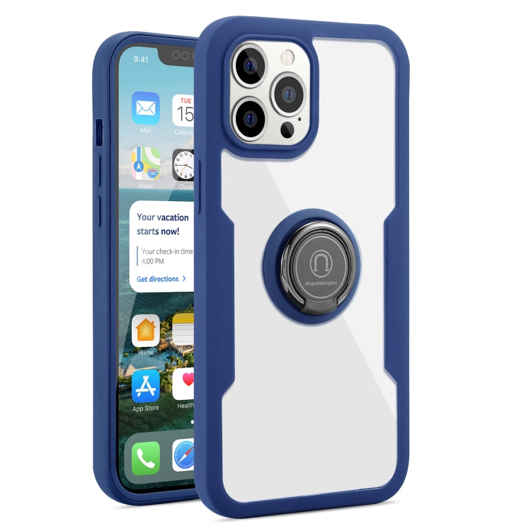 For iPhone 12 Pro Max 360 All-inclusive Dual-sided Magnetic Case with Ring Holder