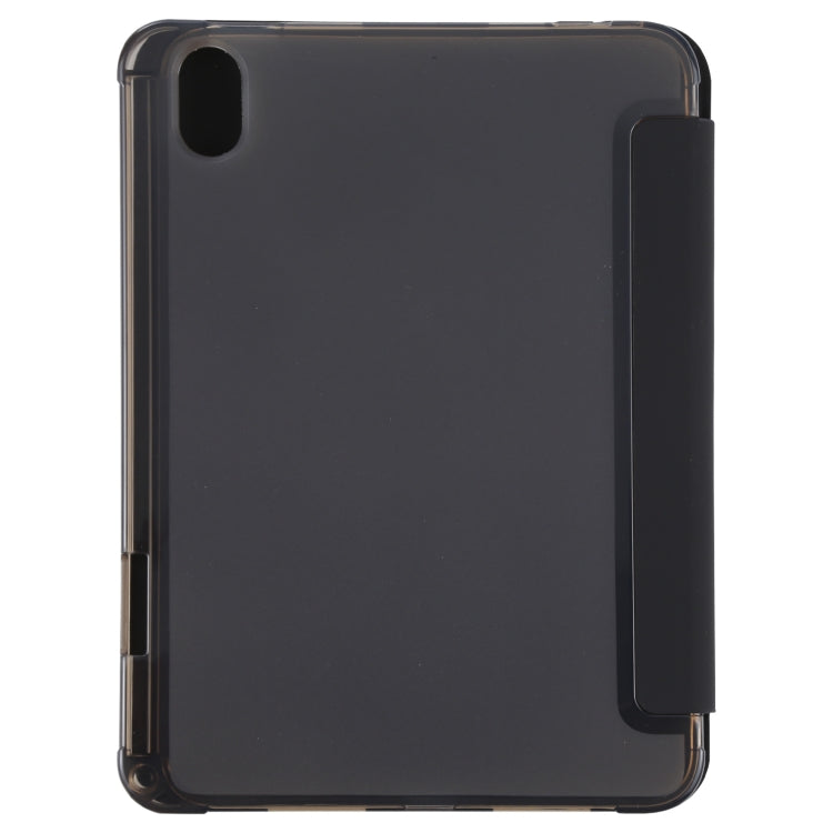 For iPad mini 6 TPU Transparent Back Cover Horizontal Flip Leather Tablet Case with Three-folding Holder & Pen Slot