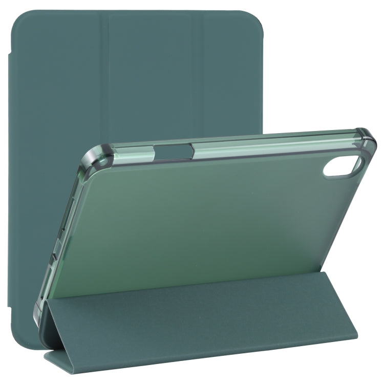 For iPad mini 6 TPU Transparent Back Cover Horizontal Flip Leather Tablet Case with Three-folding Holder & Pen Slot