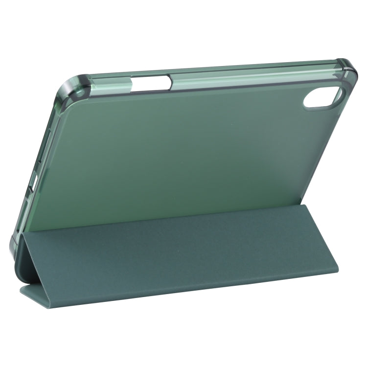 For iPad mini 6 TPU Transparent Back Cover Horizontal Flip Leather Tablet Case with Three-folding Holder & Pen Slot