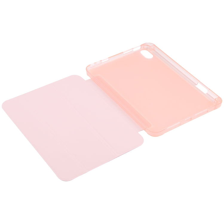 For iPad mini 6 TPU Transparent Back Cover Horizontal Flip Leather Tablet Case with Three-folding Holder & Pen Slot