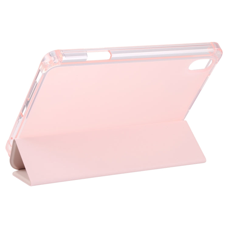 For iPad mini 6 TPU Transparent Back Cover Horizontal Flip Leather Tablet Case with Three-folding Holder & Pen Slot