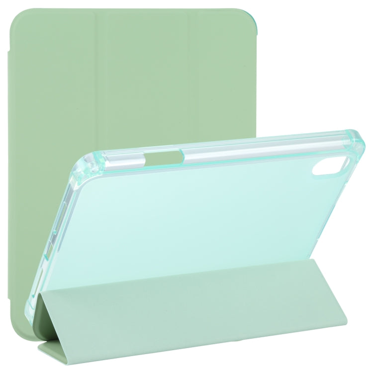 For iPad mini 6 TPU Transparent Back Cover Horizontal Flip Leather Tablet Case with Three-folding Holder & Pen Slot