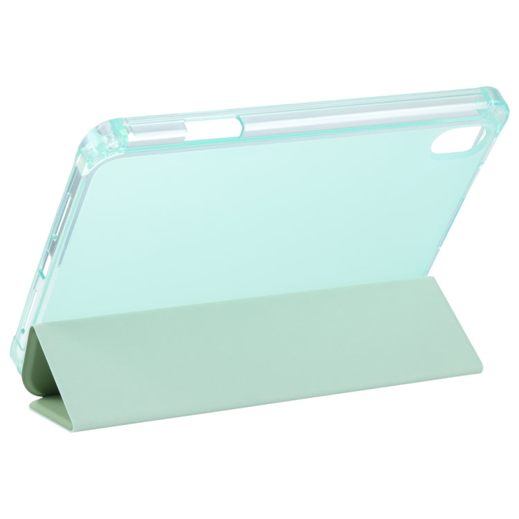 For iPad mini 6 TPU Transparent Back Cover Horizontal Flip Leather Tablet Case with Three-folding Holder & Pen Slot
