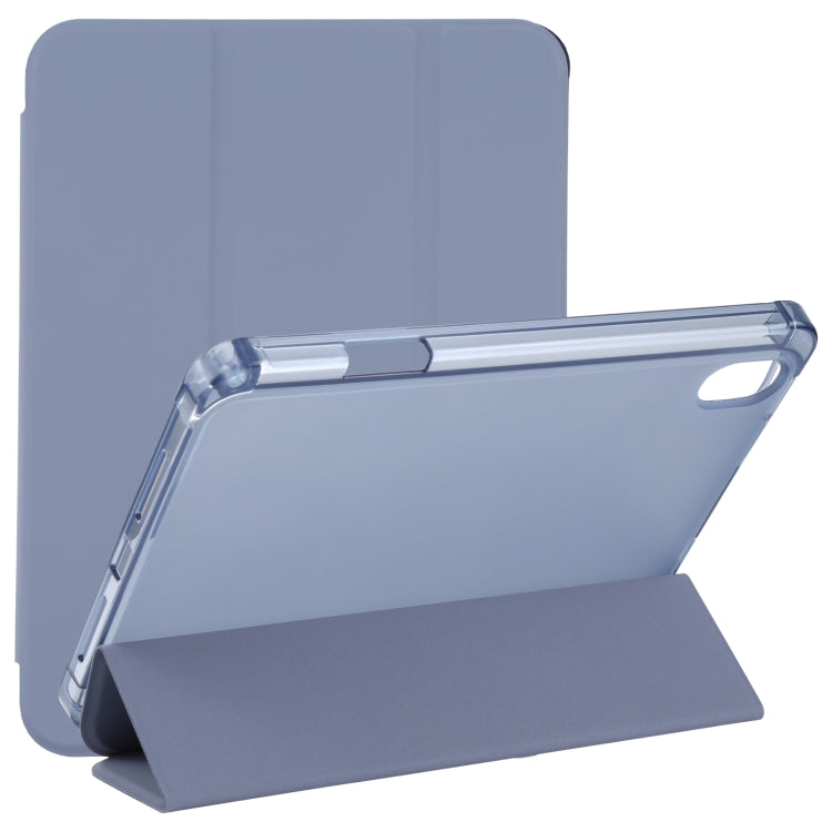 For iPad mini 6 TPU Transparent Back Cover Horizontal Flip Leather Tablet Case with Three-folding Holder & Pen Slot