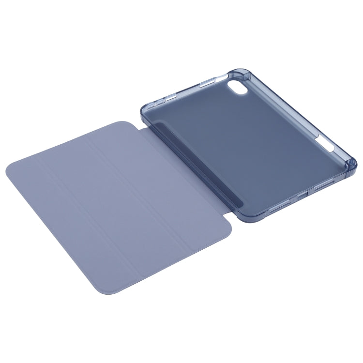 For iPad mini 6 TPU Transparent Back Cover Horizontal Flip Leather Tablet Case with Three-folding Holder & Pen Slot