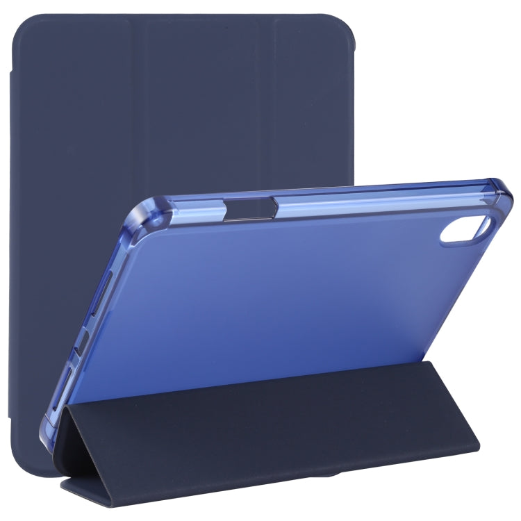 For iPad mini 6 TPU Transparent Back Cover Horizontal Flip Leather Tablet Case with Three-folding Holder & Pen Slot