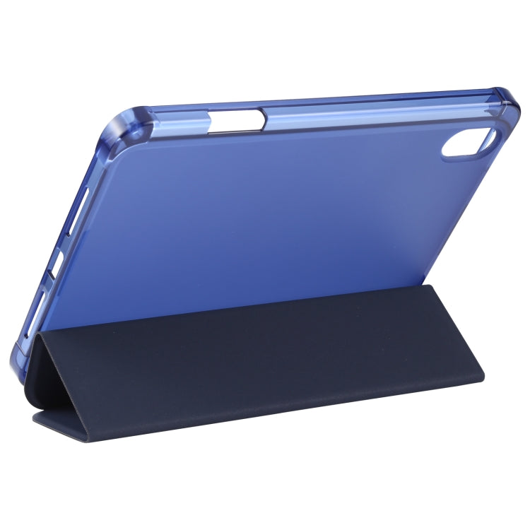 For iPad mini 6 TPU Transparent Back Cover Horizontal Flip Leather Tablet Case with Three-folding Holder & Pen Slot