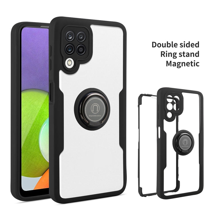 For Samsung Galaxy A22 4G 360 All-inclusive Dual-sided Magnetic Case with Ring Holder