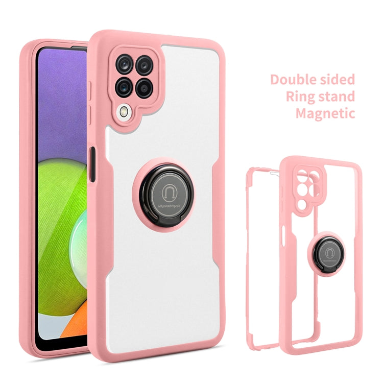 For Samsung Galaxy A22 4G 360 All-inclusive Dual-sided Magnetic Case with Ring Holder