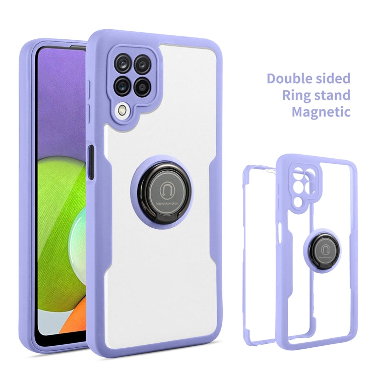 For Samsung Galaxy A22 5G 360 All-inclusive Dual-sided Magnetic Case with Ring Holder
