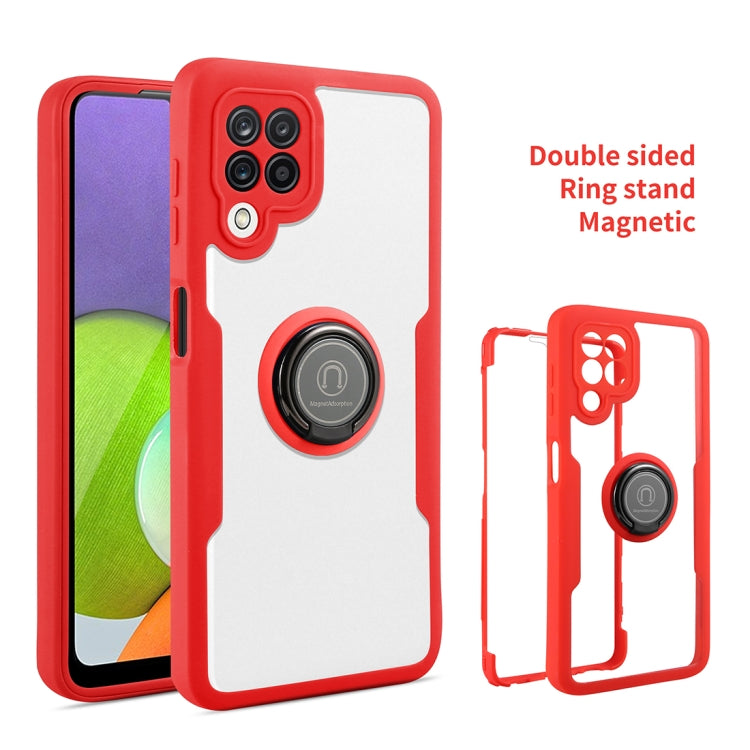 For Samsung Galaxy A22 5G 360 All-inclusive Dual-sided Magnetic Case with Ring Holder