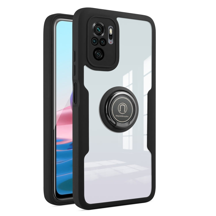 For Xiaomi Redmi Note 10 360 All-inclusive Dual-sided Magnetic Case with Ring Holder
