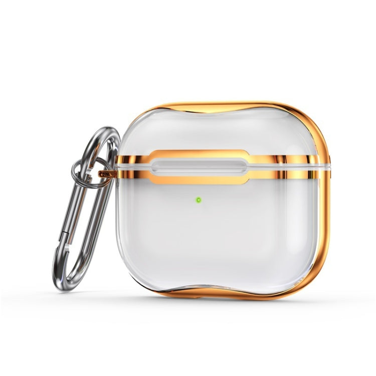Electroplating Frame + Transparent TPU Earphone Protective Case with Hook For AirPods 3