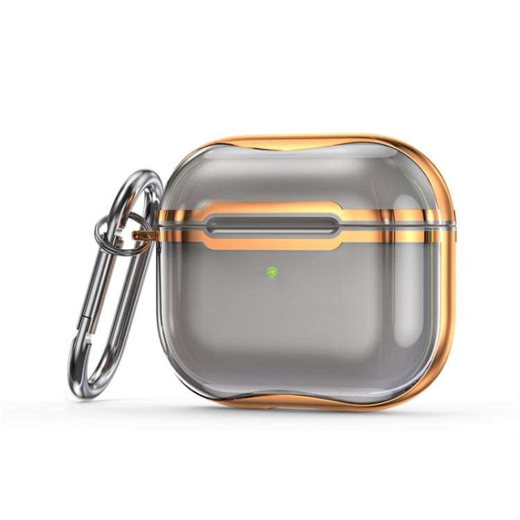 Electroplating Frame + Transparent TPU Earphone Protective Case with Hook For AirPods 3