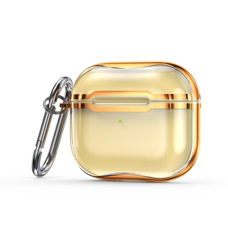 Electroplating Frame + Transparent TPU Earphone Protective Case with Hook For AirPods 3