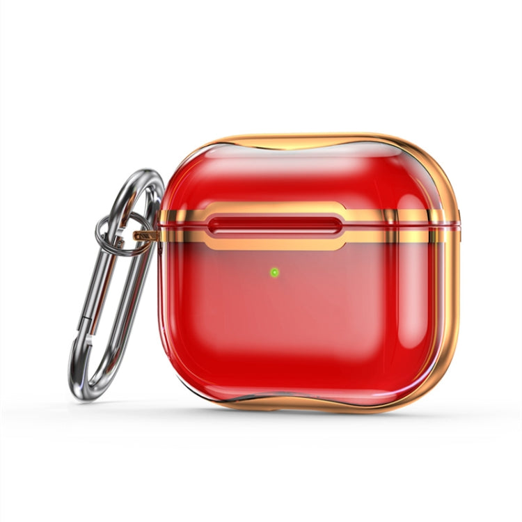 Electroplating Frame + Transparent TPU Earphone Protective Case with Hook For AirPods 3