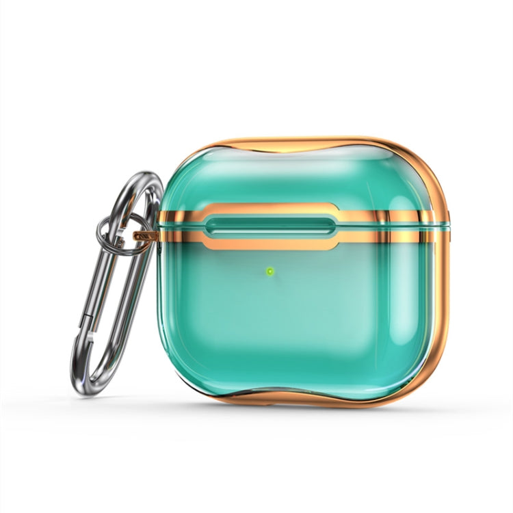 Electroplating Frame + Transparent TPU Earphone Protective Case with Hook For AirPods 3