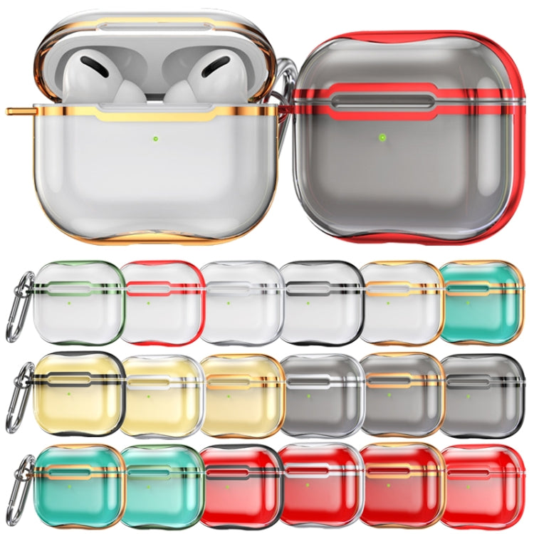 Electroplating Frame + Transparent TPU Earphone Protective Case with Hook For AirPods 3